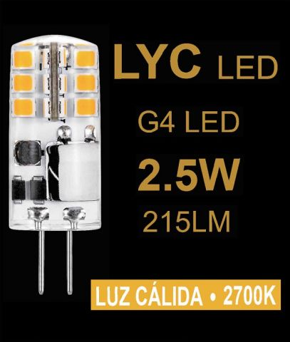 2 PIN LED 2,5w 2700K 12v G4 LYC LED *