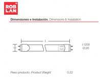 TUBO LED RADAR 120cm 18W 865 (15% standby) ROBLAN 