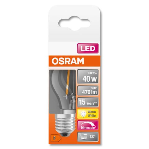 ESFERICA LED OSRAM CLARA 4,8w E-27 827 DIM *