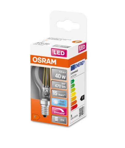 ESFERICA LED OSRAM STAR CLARA 4,8w E-14 840 DIM *