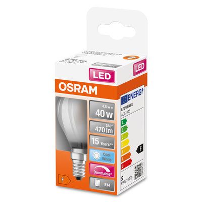 ESFERICA LED OSRAM SUPERS. MATE 4,8w E-14 840 DIM