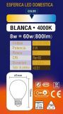 ESFERICA LED 8w E-27 4000K BLUE LINE *