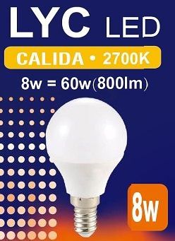 ESFERICA LED 8w E-14 2700K BLUE LINE *