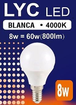 ESFERICA LED 8w E-14 4000K BLUE LINE *