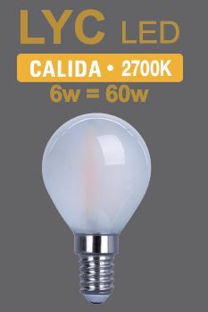 ESFERICA LED FILAM. 6w MATE E-14 2700K LYC*