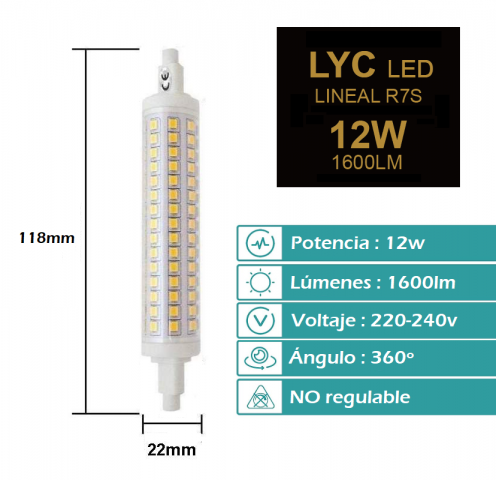 LINEAL LED 118mm 12w 2700K LYC LED *