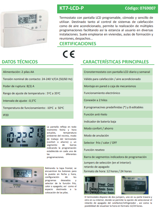 COATI Cronotermostato Digital para Calefacción y Aire