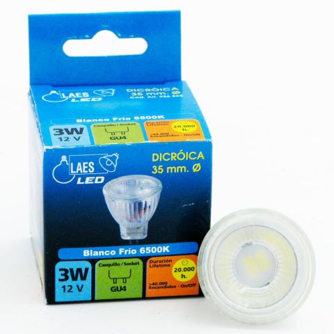 DICROICA LED 12v 35mm MR11 3w 6500K 986563 LAES *