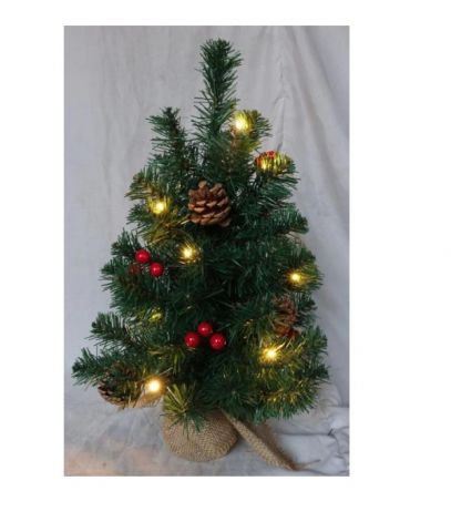 ARBOL DE NAVIDAD 45cm PIÑAS Y BOLITAS ROJAS 