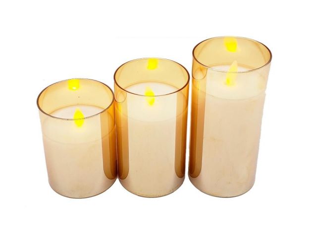 SET DE 3 VELAS DORADAS A PILAS