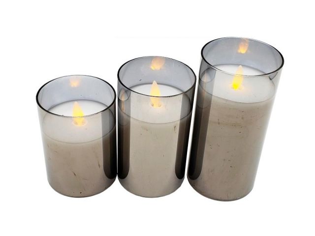 SET DE 3 VELAS PLATEADAS A PILAS