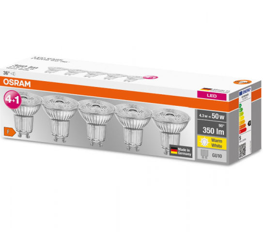 GU10 LED OSRAM STAR 4.3w 827 (pack 5 uds) *