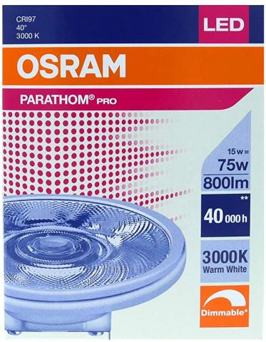 AR111 75 LED OSRAM 11.7w 12v G53 3000K 40º DIM *