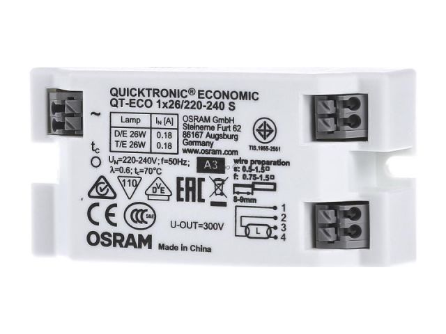 BALASTO 1x26w S QT-ECO (80x40x22mm) OSRAM