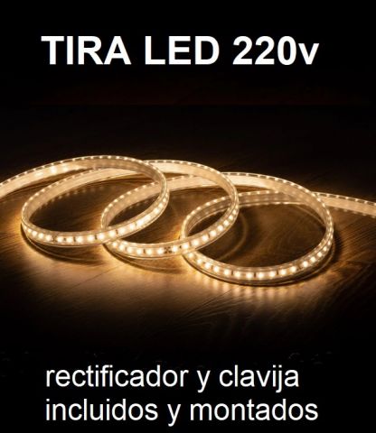 TIRA LED 220V 10w/m TONO 3000K CORTE DE 10 METROS
