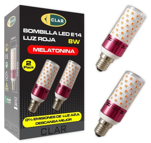 TUBULAR LED ROJO 8w E14 Melatonina (pack 2) *