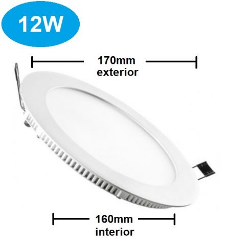 PANEL LED REDONDO EMPOTRAR 12w 3000K