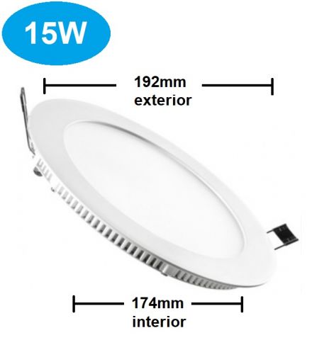 PANEL LED EMPOTRAR REDONDO 15w 3000K 192mm *