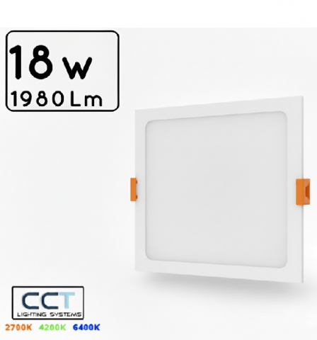 PANEL LED EMPOTRAR CUADRADO 18w CCT *