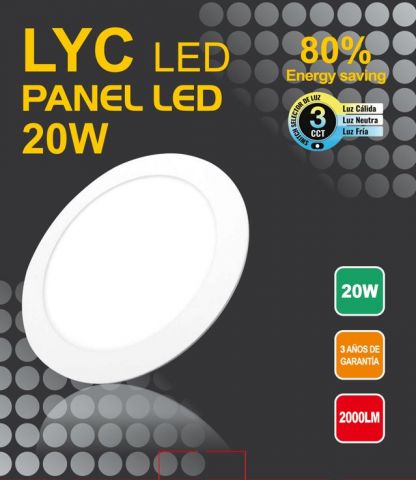 PANEL LED REDONDO EMPOTRAR 20w CCT LYC LED *