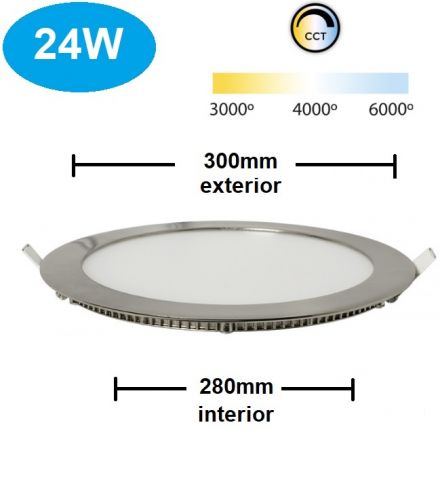 PANEL LED REDONDO EMPOTRAR 25w 30CM niquel CCT *