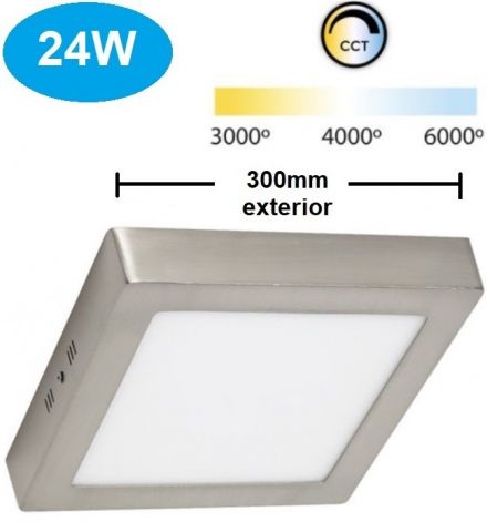 PANEL LED SUPERFICIE CUADRADO 25w NIQUEL CCT