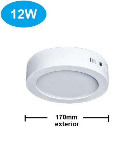 PANEL LED SUPERFICIE REDONDO 12w 3000K *