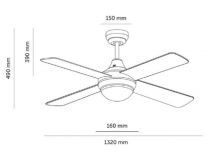 VENTILADOR TECHO BLANCO 4 PALAS 132cm LUZ Y MANDO