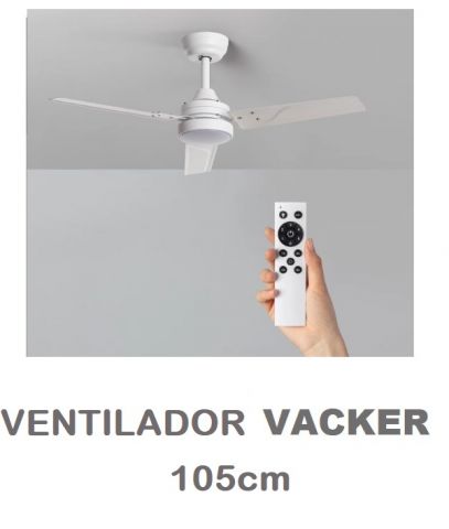 VENTILADOR TECHO BLANCO 105cm 3 PALAS LUZ Y MANDO