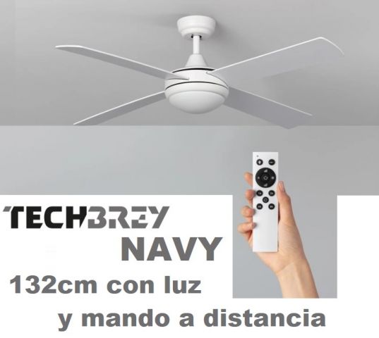 VENTILADOR TECHO BLANCO 4 PALAS 132cm LUZ Y MANDO