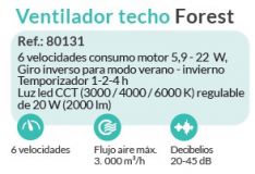VENTILADOR 80131 TECHO FOREST ARCE DC 58cm