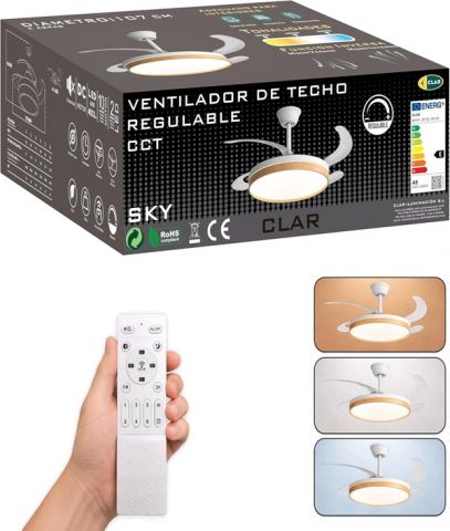 VENTILADOR 80105 TECHO BLANCO/WOOD DC 107cm CCT